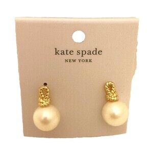 Kate Spade Knot Pearls Cream/Gold Drop Earrings Costume Jewelry Designer Brand
